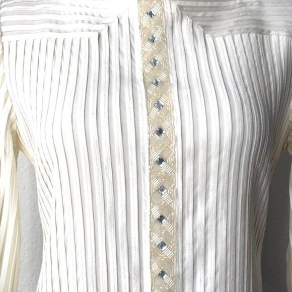 Obstinee by IKA Ivory Ribboned and Sequined Tunic Size 6 - Picture 3 of 11